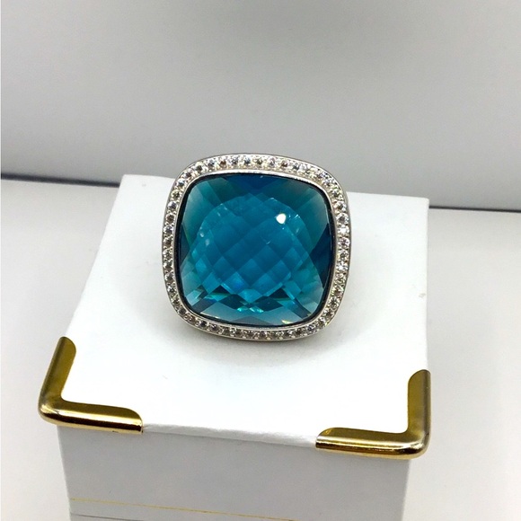David Yurman Jewelry - Stunning David Yurman Hampton Blue Topaz w Diamonds Albion Statement Ring! NEW!